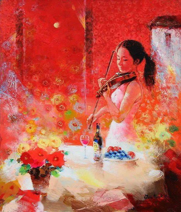韩国画家朱世柱的油画作品非常出色温暖音乐和神秘