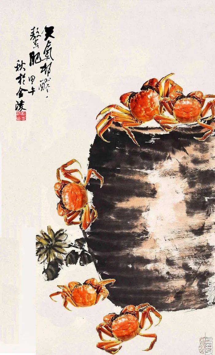 菊黄蟹肥秋正浓,名家笔下的菊蟹图