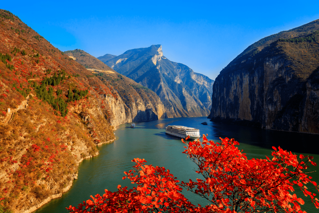 长江三峡徒步线路图:何川/摄因为三峡两岸的红叶美过香山,艳比庐山这