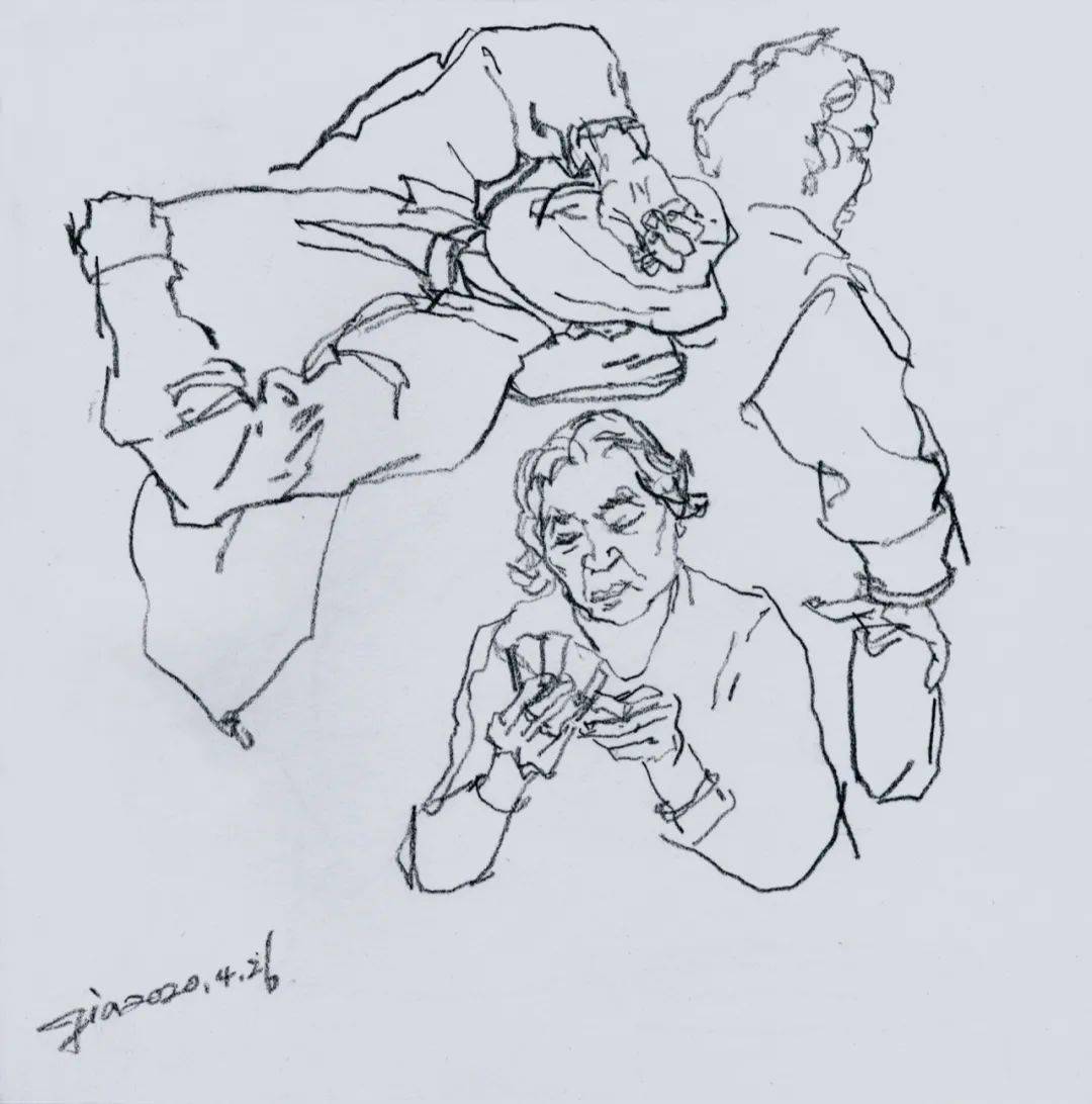 西安美术学院教授张元稼生活速写