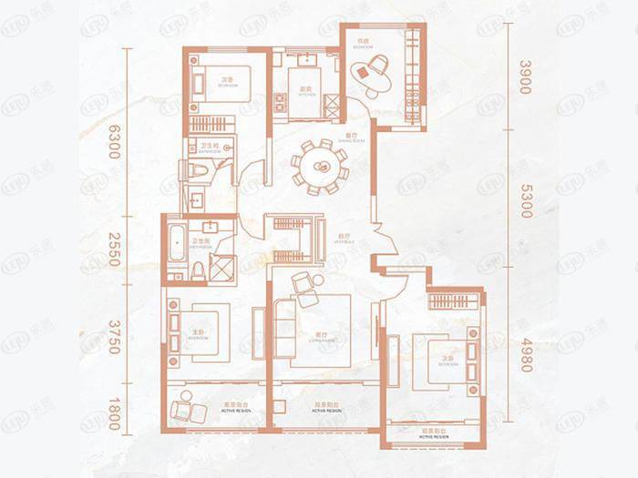 好住三开间朝南三个观景阳台旺座城海德堡park163㎡户型解析