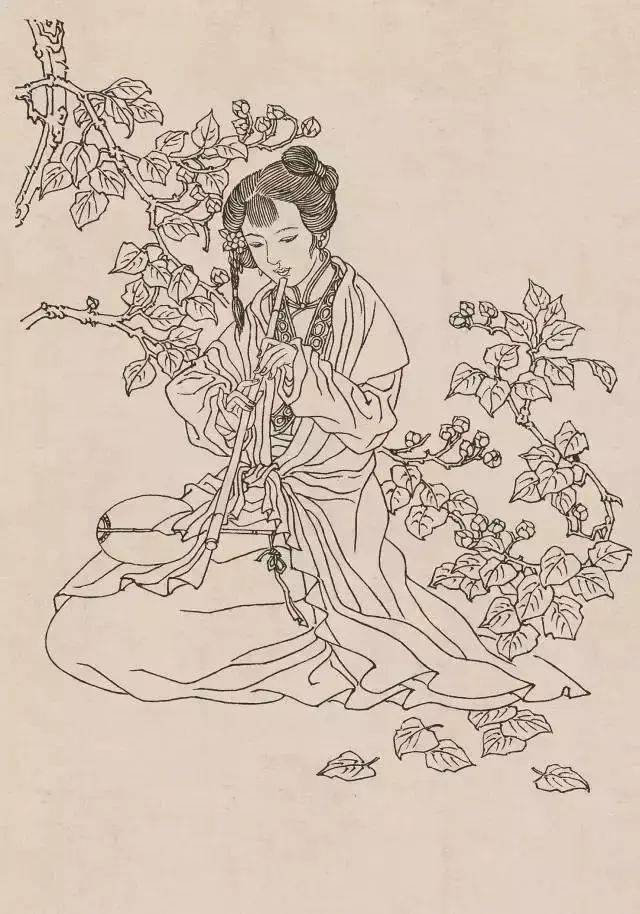 概括的抽象人物图形和笔的运用轨迹,人们己开始用类似毛笔的工具描画