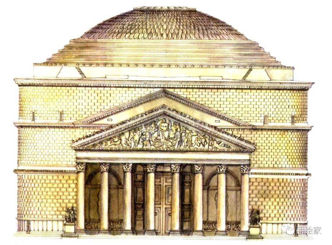 神庙的直视图意大利普洛尼斯特的命运神庙迈锡尼文明帝王室想象复原图
