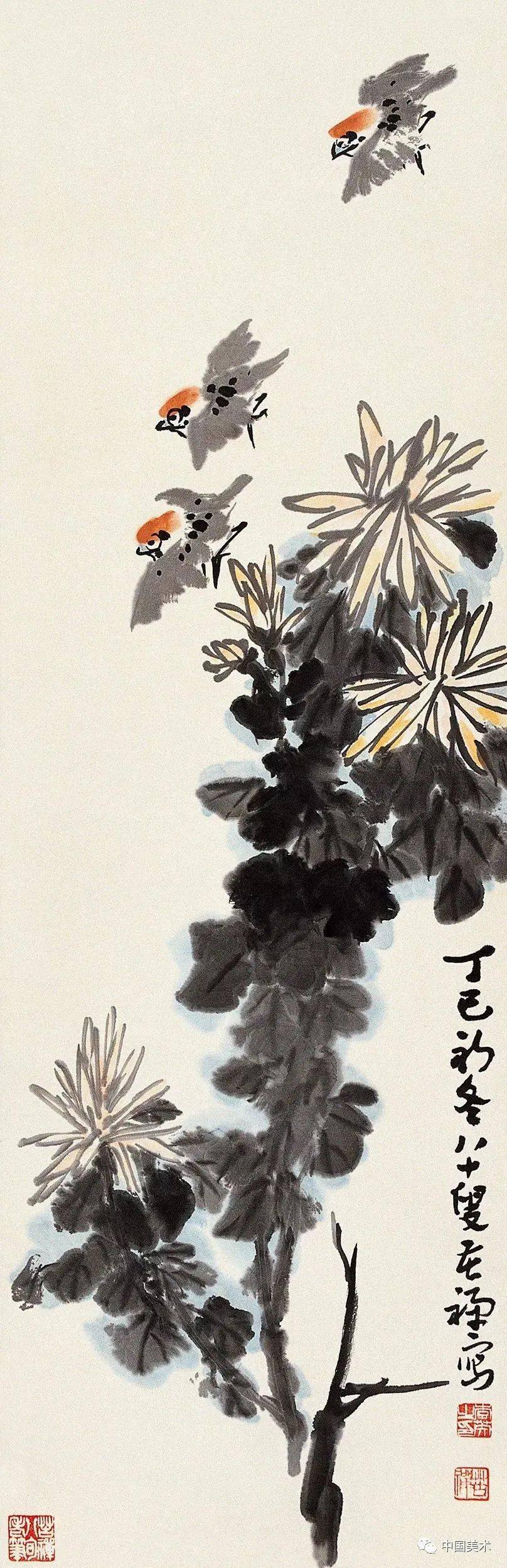 历代大师画菊:菊残犹有傲霜枝_菊花