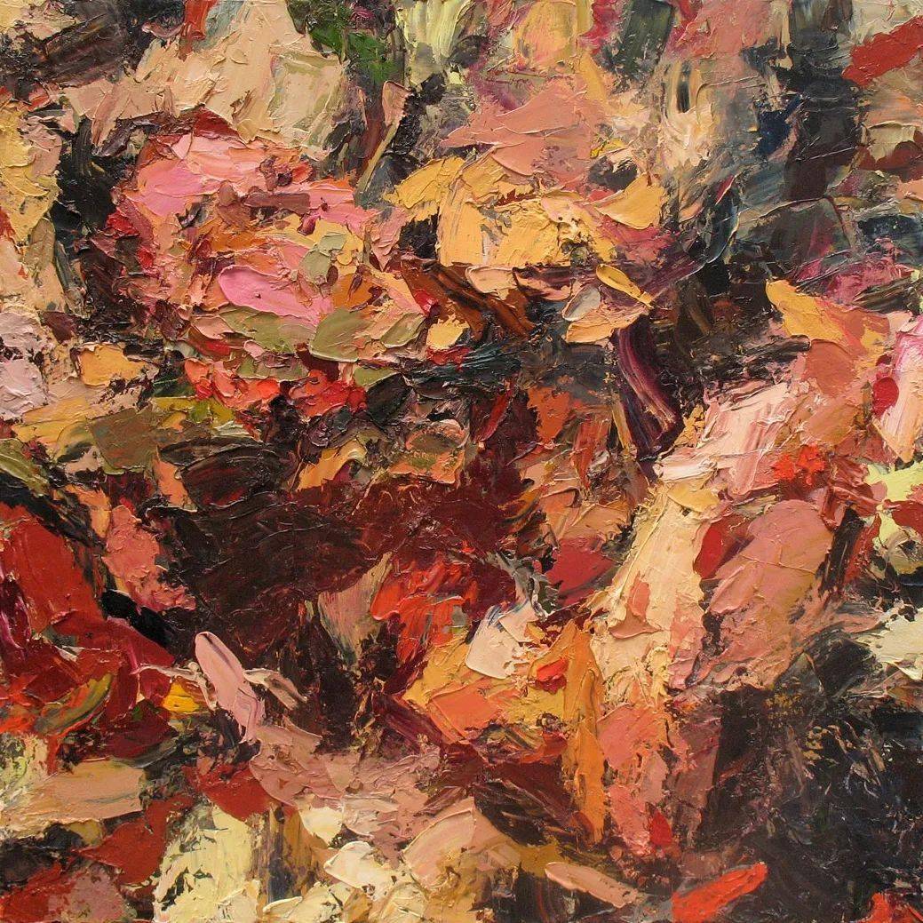 油画欣赏杂碎的色块厚重的纹理融于画中的人物