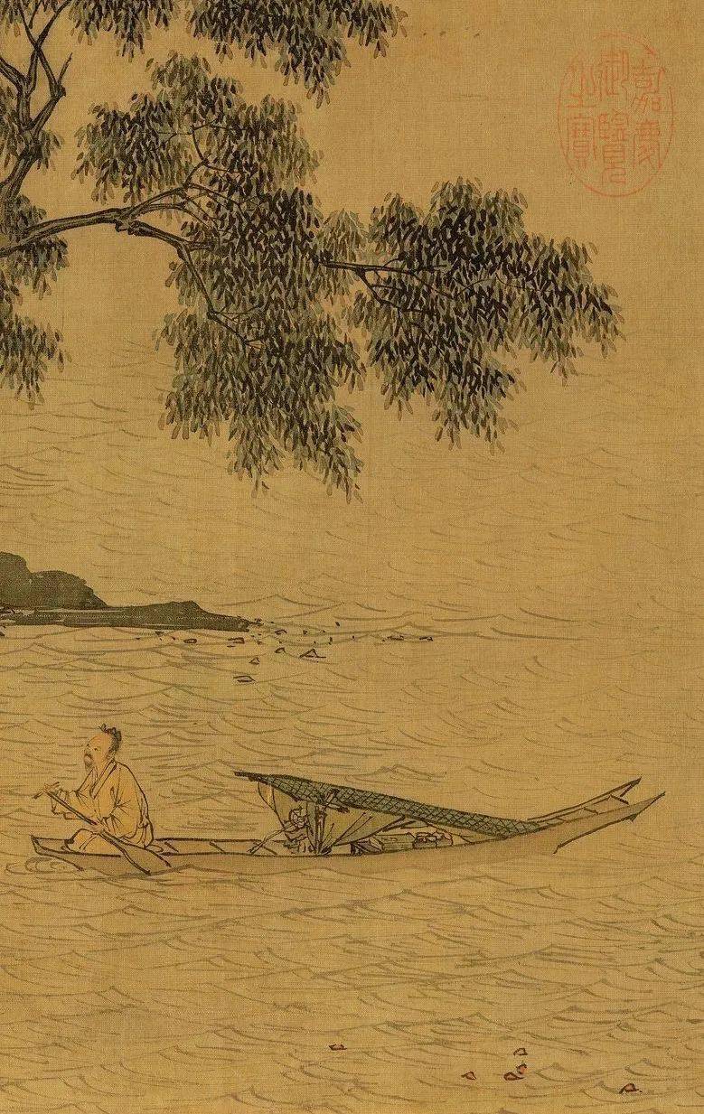 书画欣赏唐伯虎溪山渔隐图