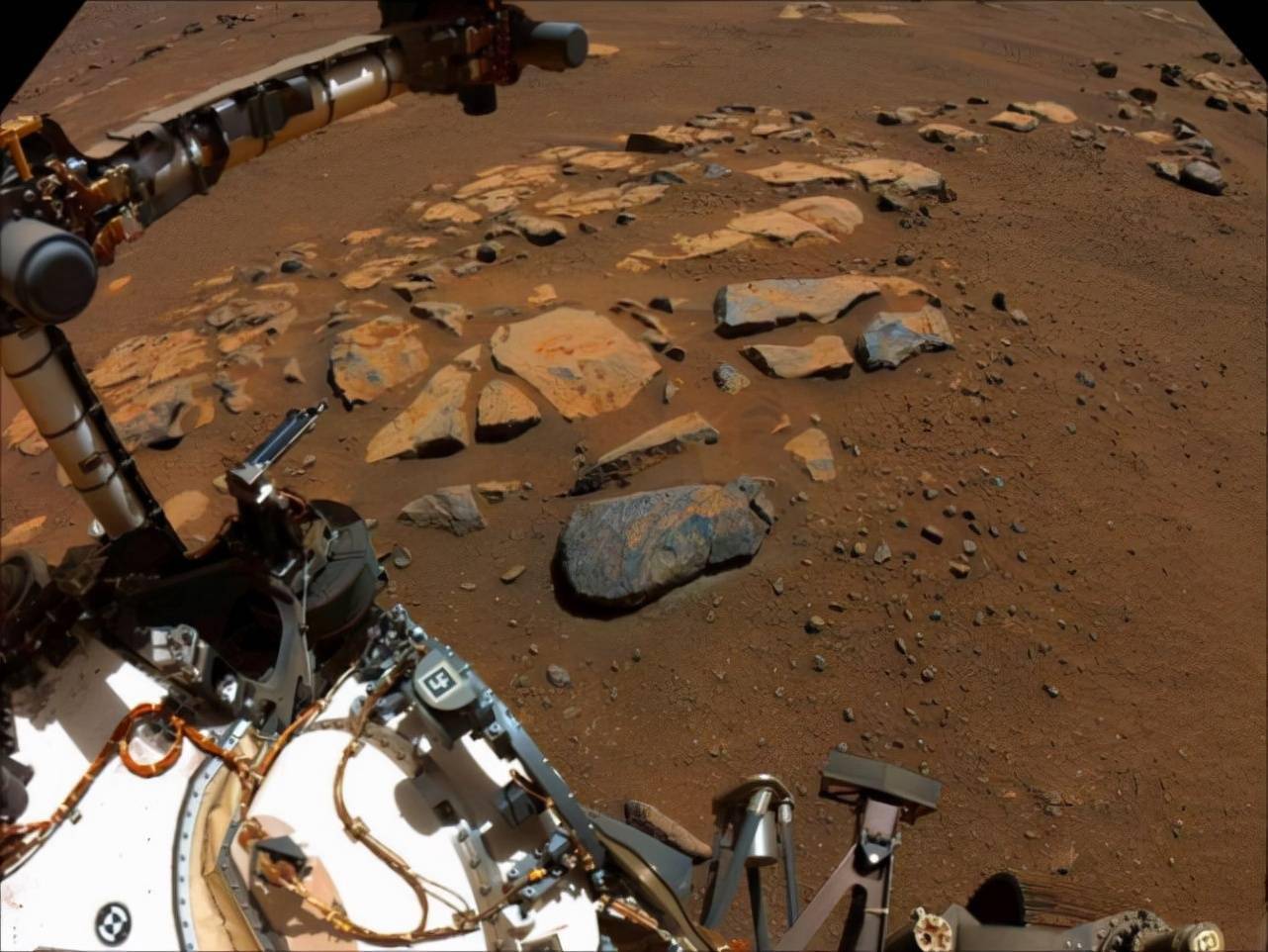 毅力号拍下真实火星照片,火星车周围岩石随处可见,毫无生机