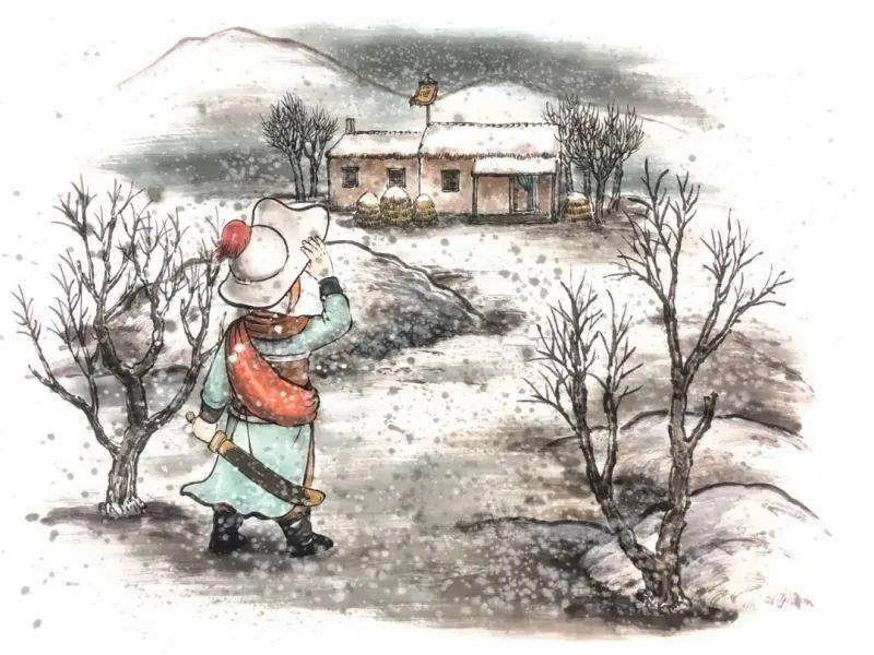 风雪山神庙画作图片