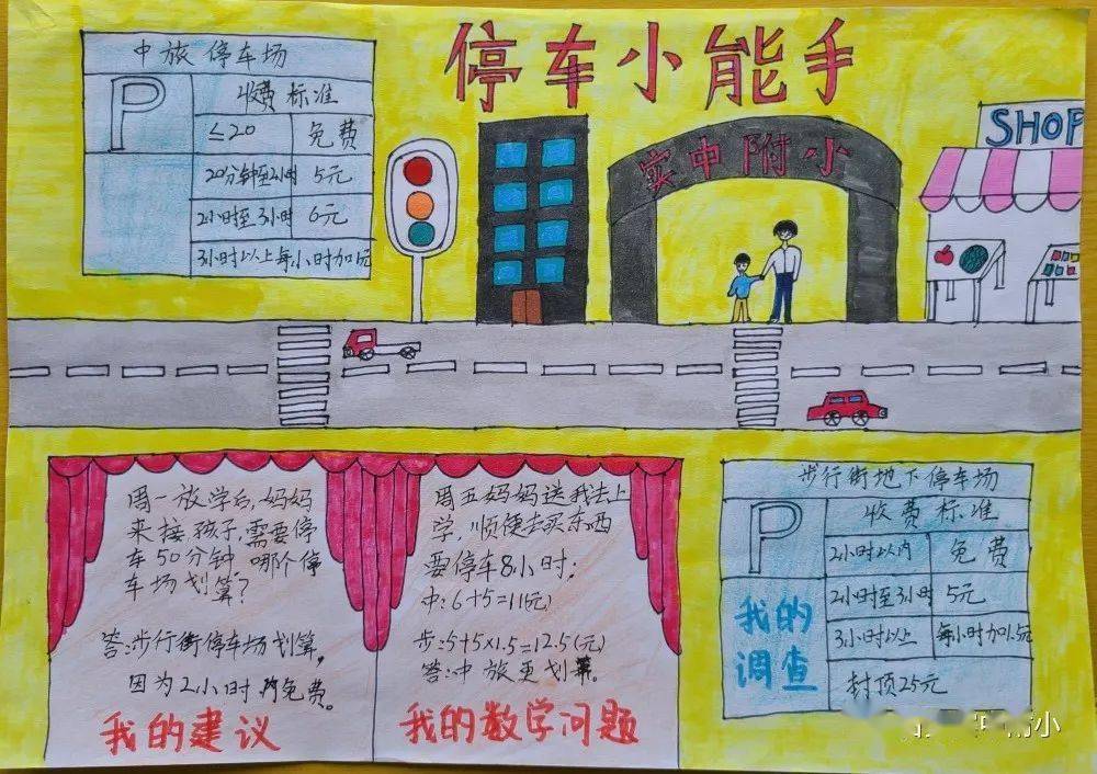 结合学校的地理位置,调查学校周边停车场收费标准,根据信息提出数学