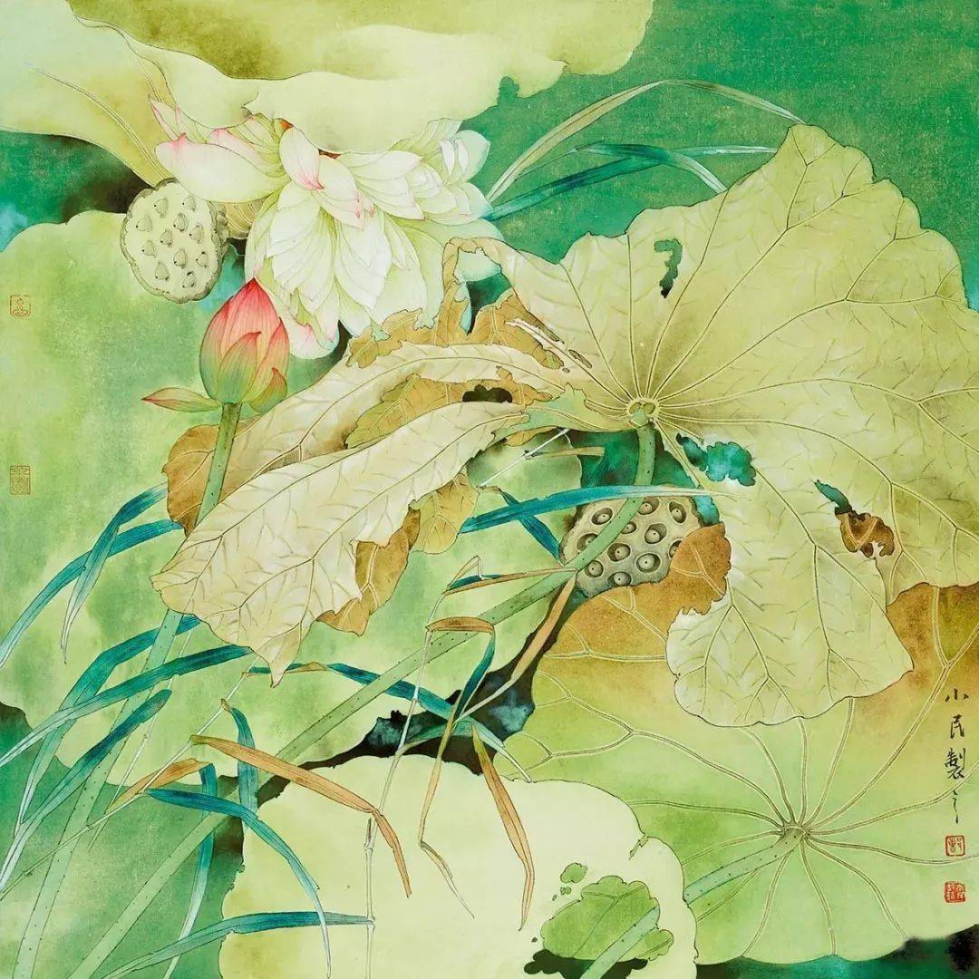 曹小民工笔花鸟画宁静高古幽远深邃清逸高雅