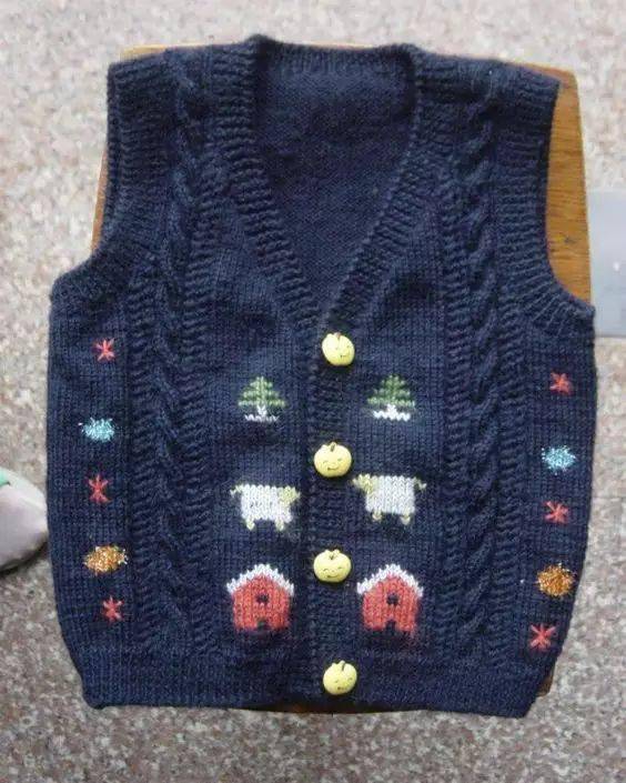 宝宝可爱背心的织法