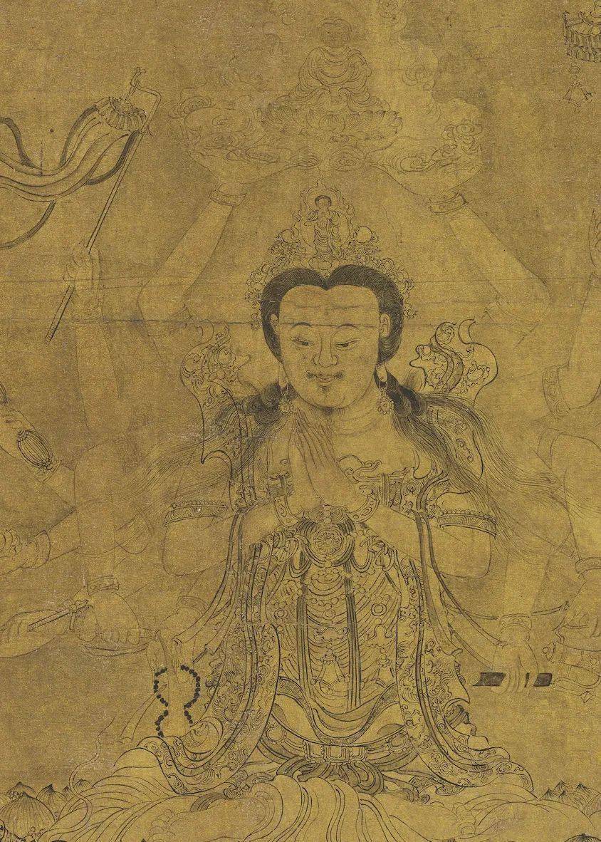 赏画元代张渥十六臂大士像