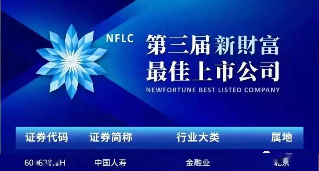 中国人寿寿险公司荣获第三届新财富最佳上市公司奖