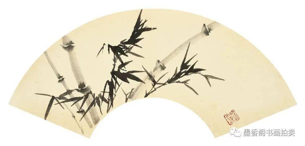 申石伽墨竹扇面清姿逸态