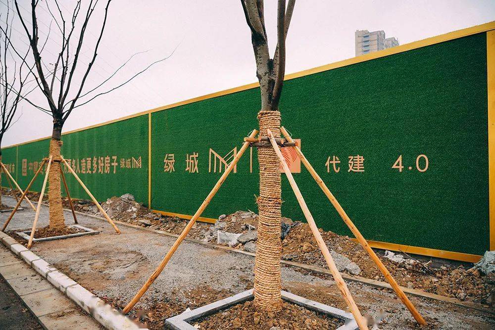 另外,我注意到工地的围挡上面清晰的挂着"绿城代建4.0"几个字.