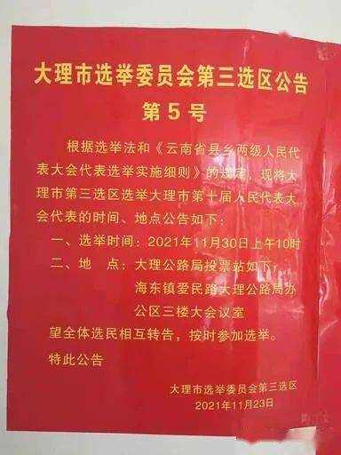 大理市各选区张榜公布正式代表候选人名单_工作
