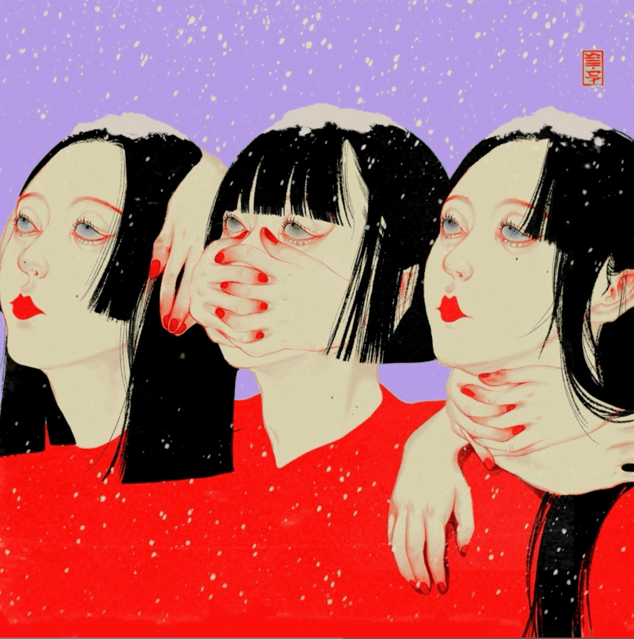 绘里妖怪的影子飘逸的黑色长发,各种妩媚姿势与穿的服饰这些魅惑少女