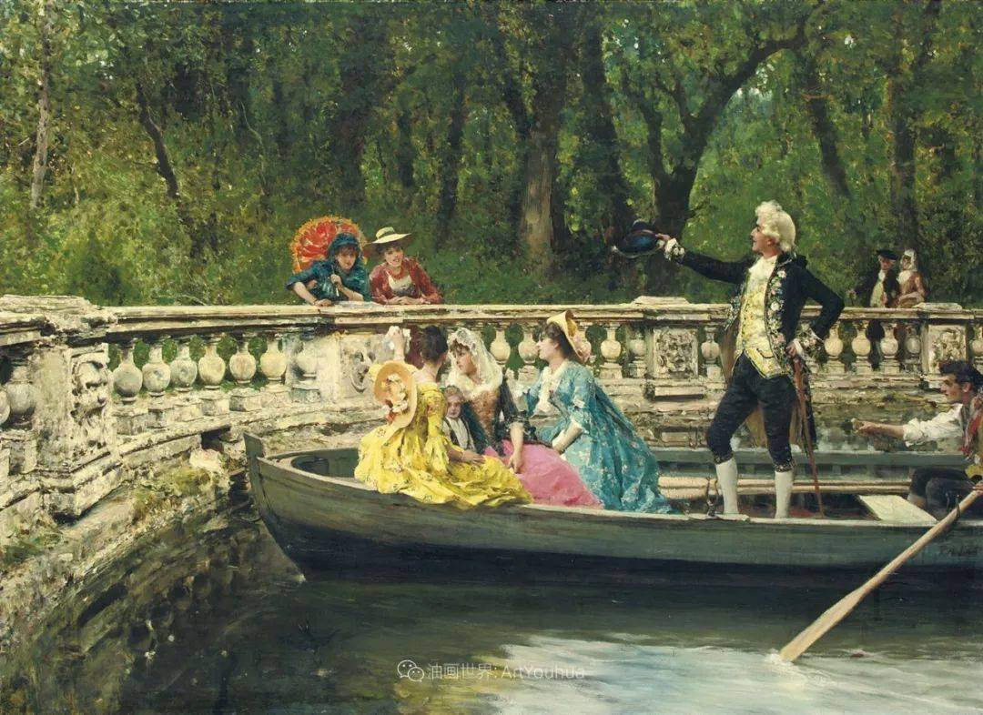 欧洲18世纪,油画里人物的华丽耀眼的服装,音乐场景!