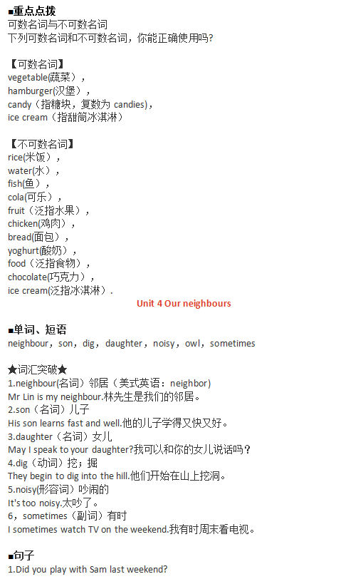 深圳牛津版小學六年級英語上冊知識點彙總