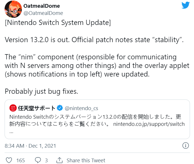 任天堂 Switch 主机 13.2.0 更新发布，出现中国大陆游戏评级图标