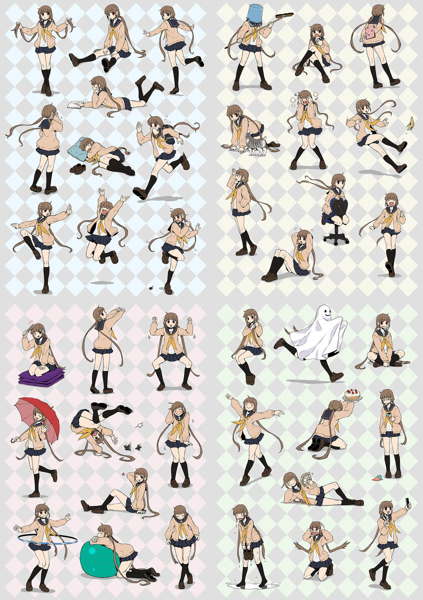 看看这组简单的动漫绘画女生姿势参考吧!_人物_脑子_构造