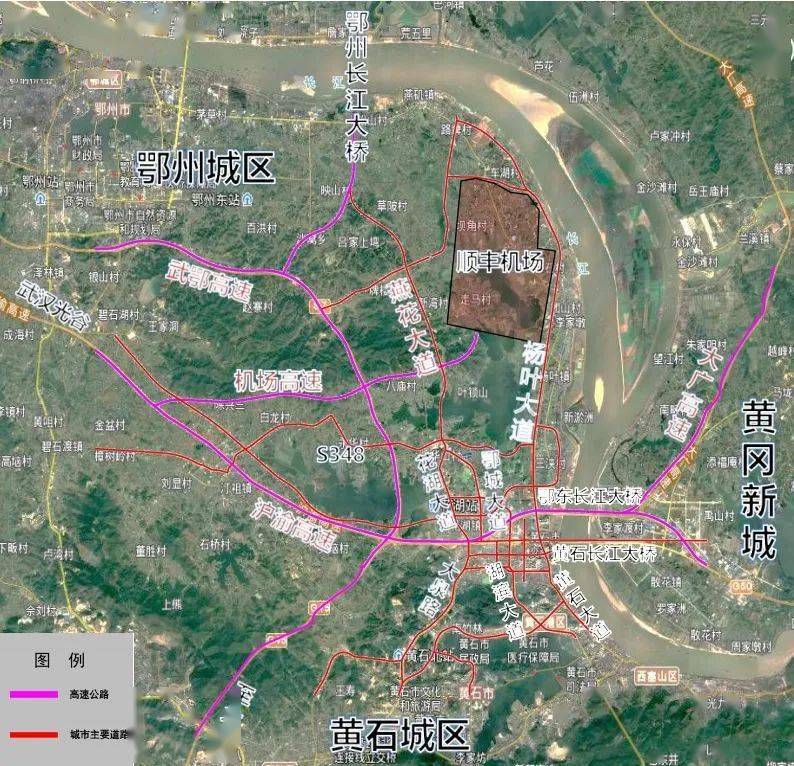 黄石大道-黄石大道北延-杨叶大道;2,沿江大道-黄石大道北延-杨叶大道