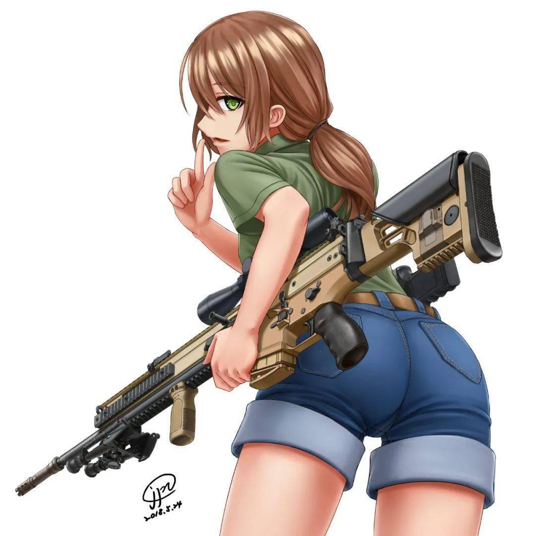 小姐姐穿迷彩打手枪