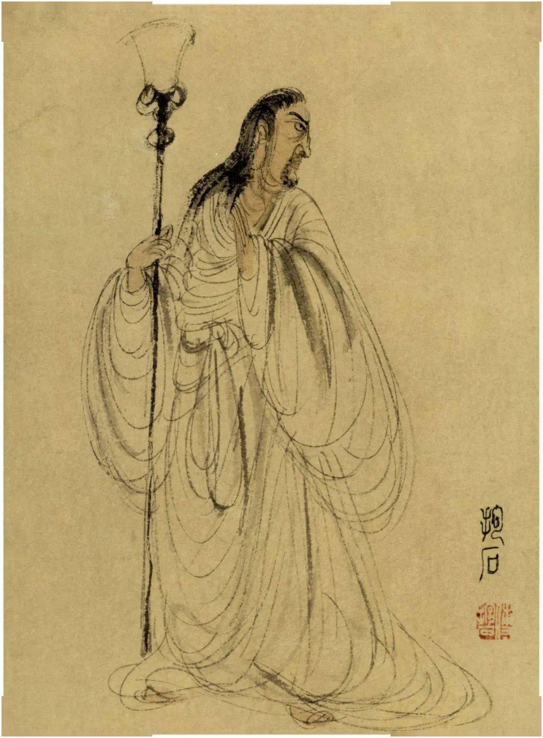 诗画阅微傅抱石高士图册线条精妙