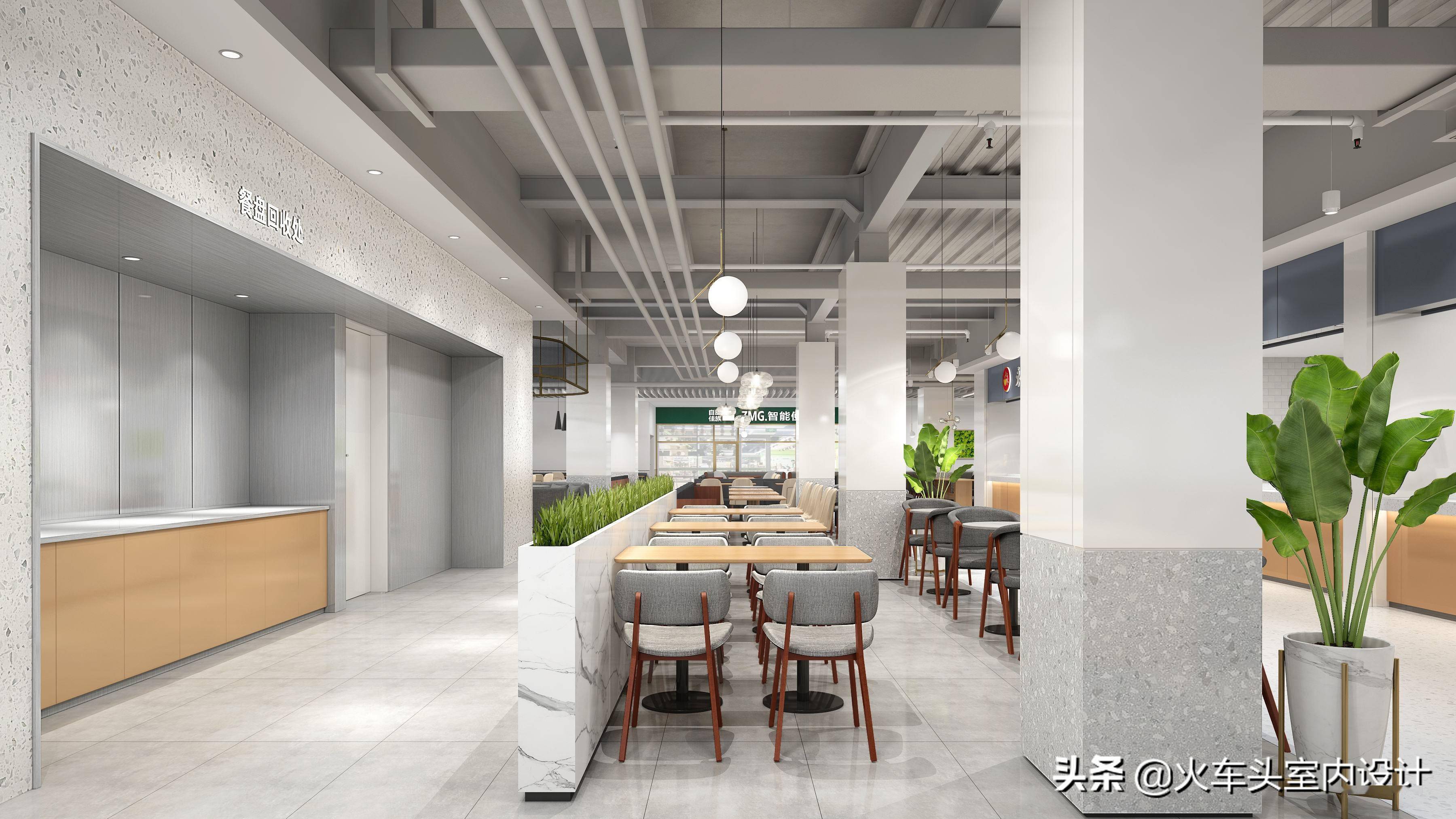 h82企业餐厅员工餐厅食堂室内设计效果图32套美食城档口大厅设计