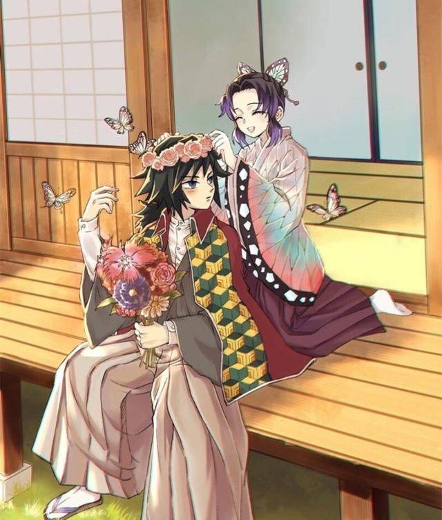 绘制出鬼灭cp的婚后生活,蛇恋儿女双全太幸福_富冈_伊之助_豆子