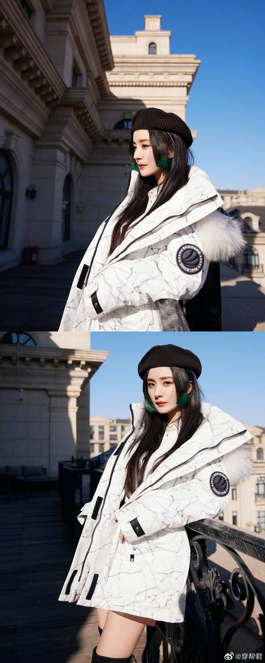 穿羽绒服也能这么好看!女明星就是女明星_造型_公主_绿色