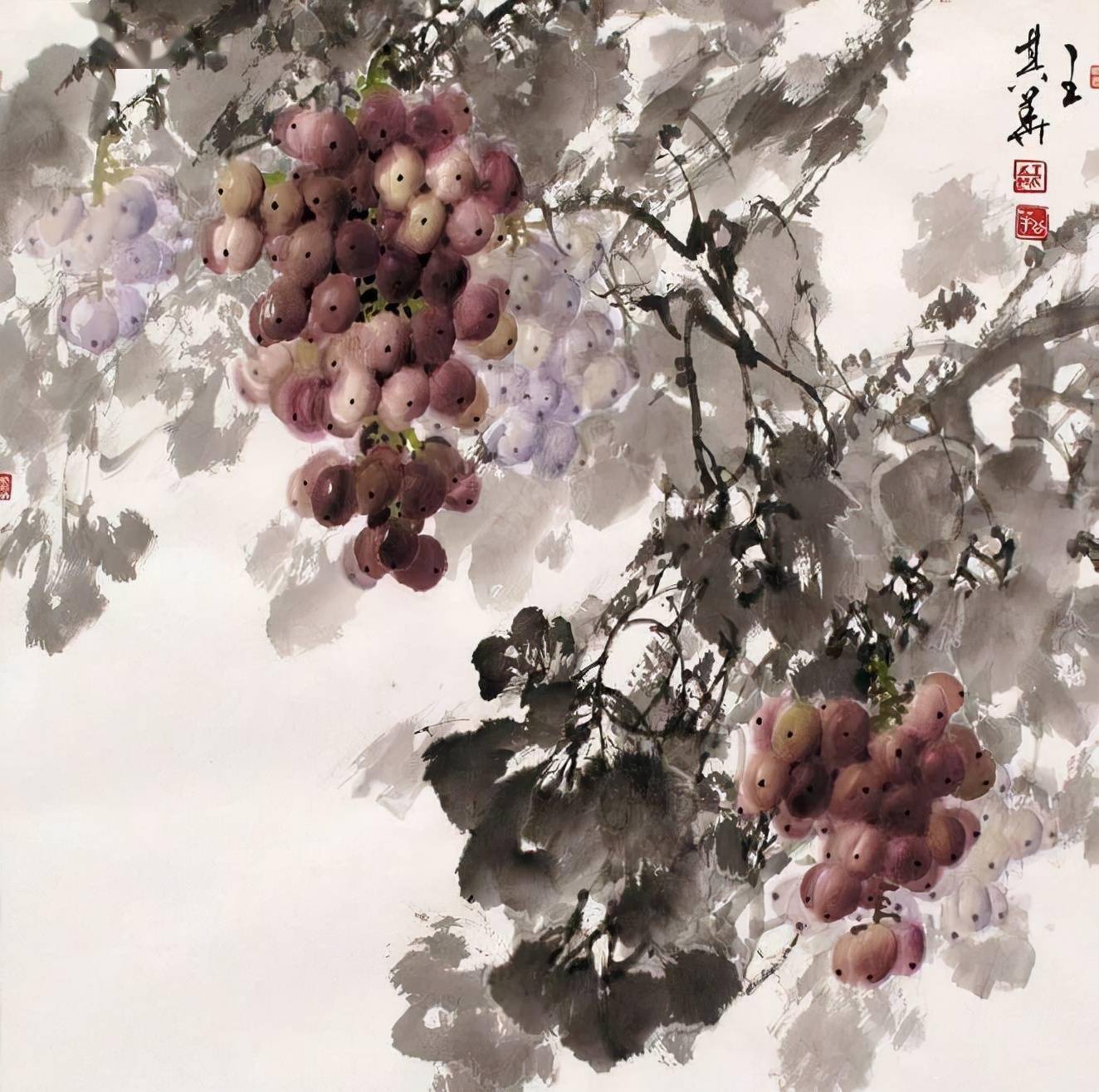 他笔下的葡萄气韵生动,风格独特_王其华_大学艺术学院_苏葆桢