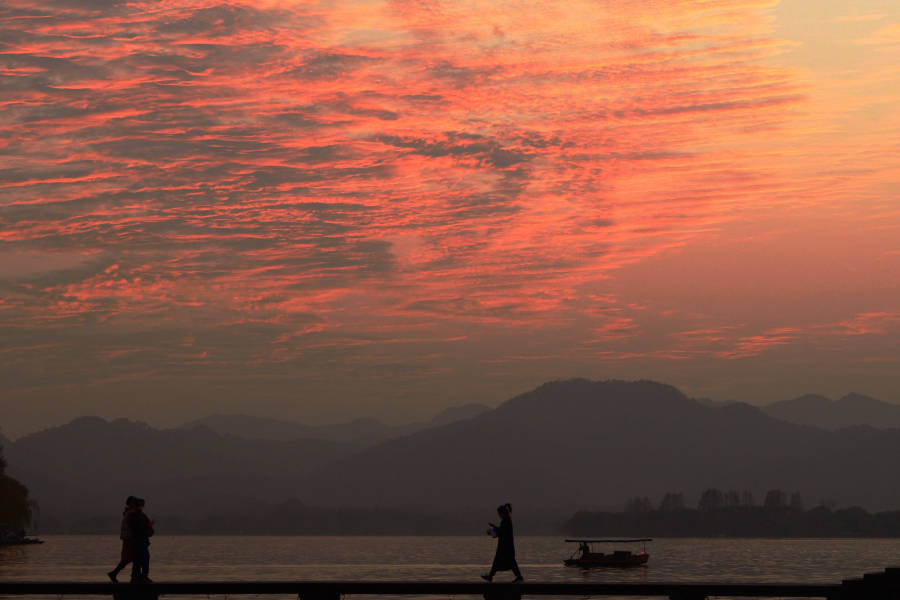 杭州冬至西湖醉夕陽