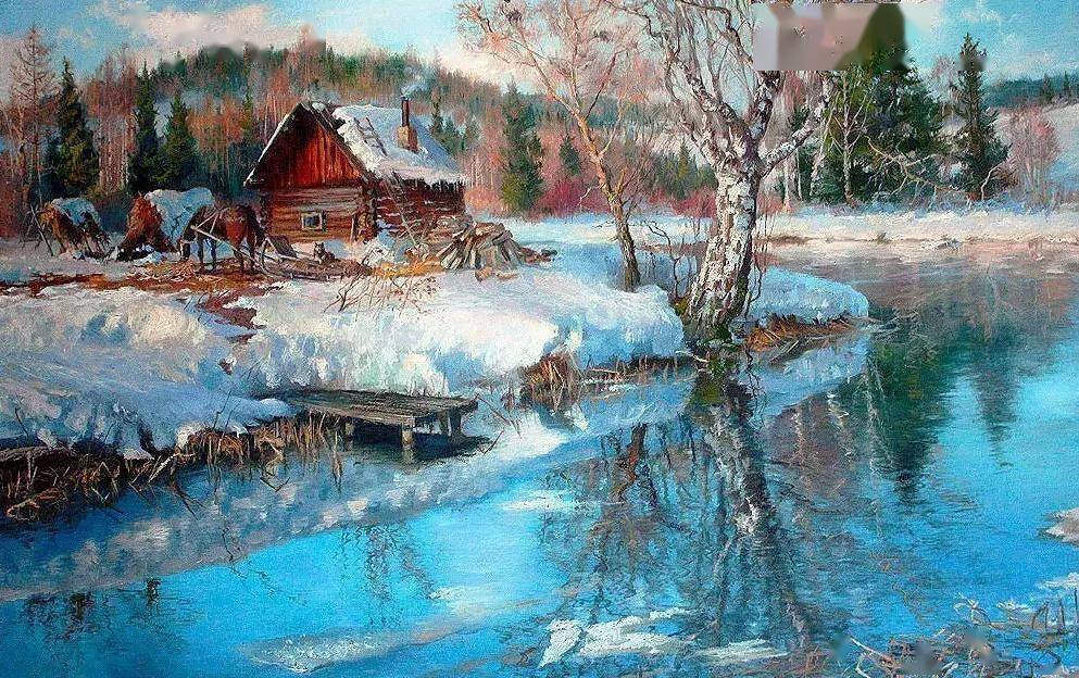 俄罗斯画家笔下的冬日雪景每一笔都是细节