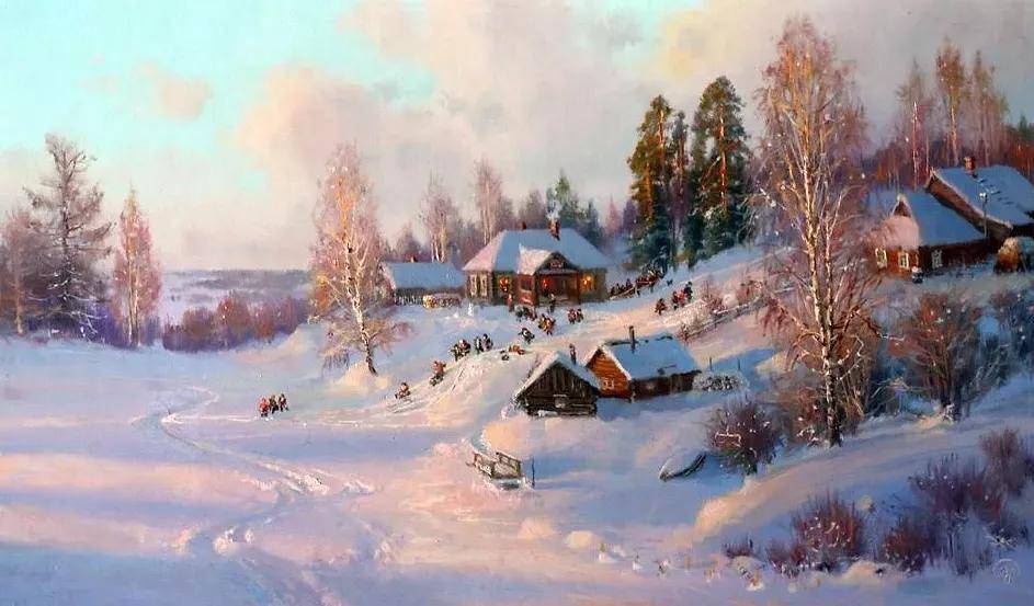 俄罗斯油画大师画雪景图片