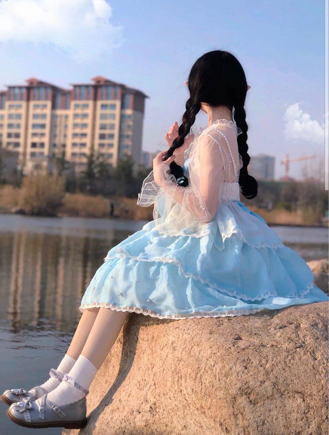 小海妖lolita情人节限定渐变色纯色三段式jsk