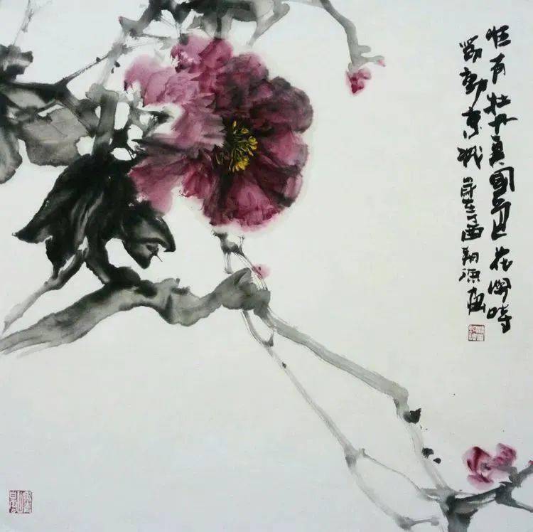 【国画天地】古韵浓厚又不缺乏现代气息的水墨牡丹_梁朝德_创作部