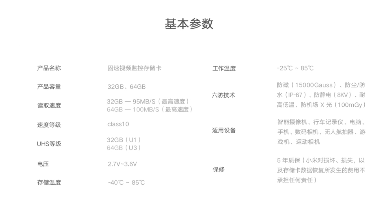 畅享|39.9元、59.9元，小米商城开售固速视频监控存储卡