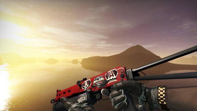 csgo纯色皮肤四连贴纸比图案枪更带感