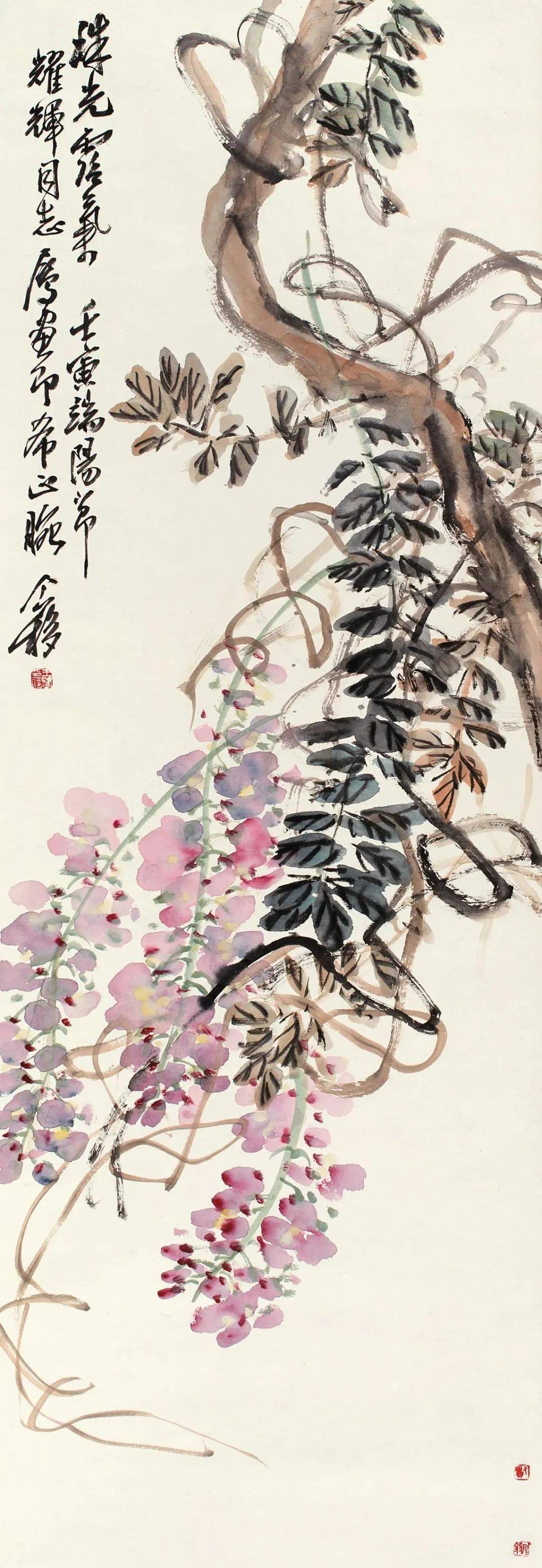 王个簃——金石入画 2 8 幅,老辣!_先生_吴昌硕_紫藤