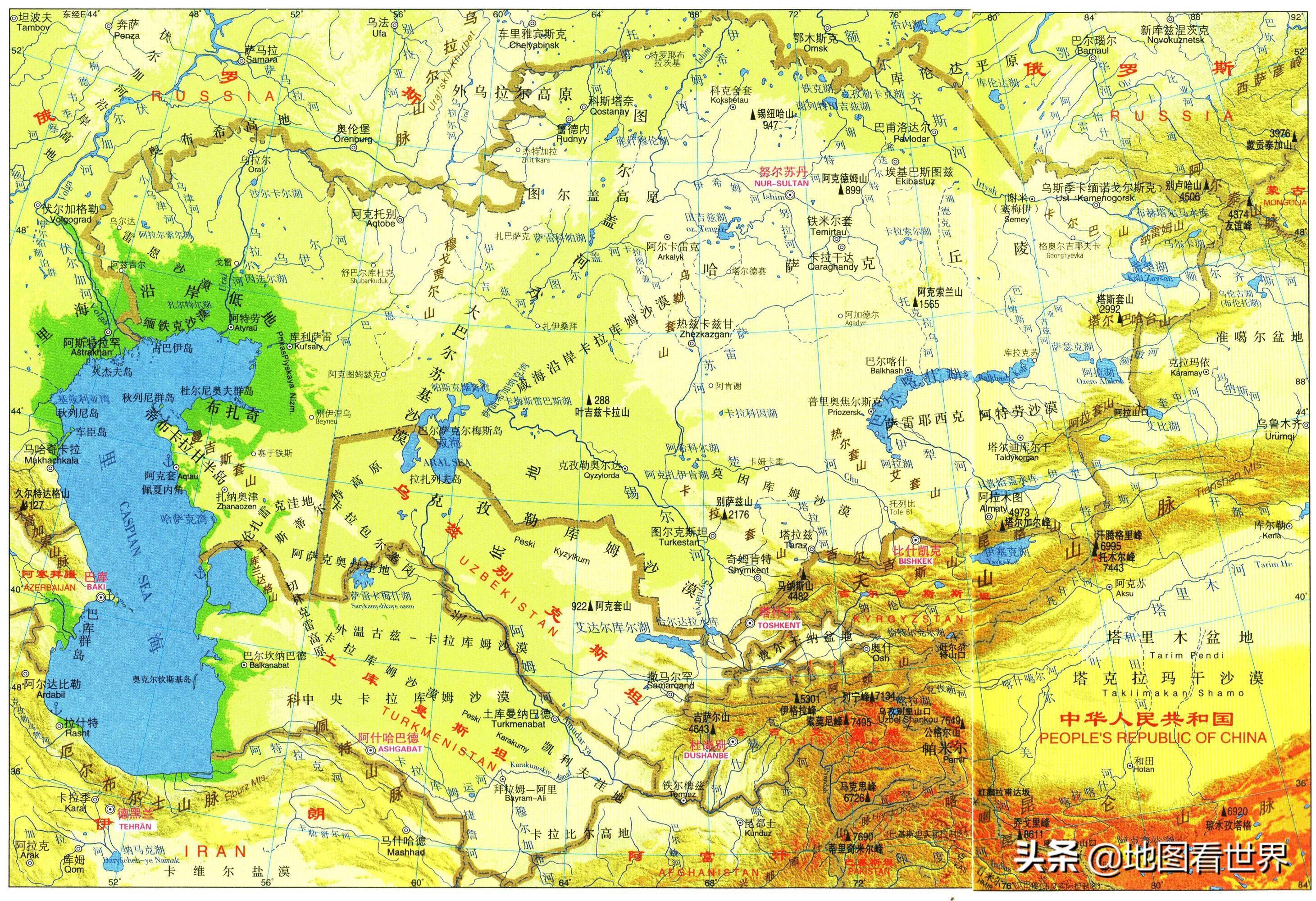 哈萨克斯坦山脉地图图片