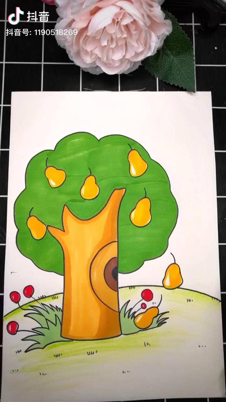画一棵梨树简笔画 画画 果树春天你好