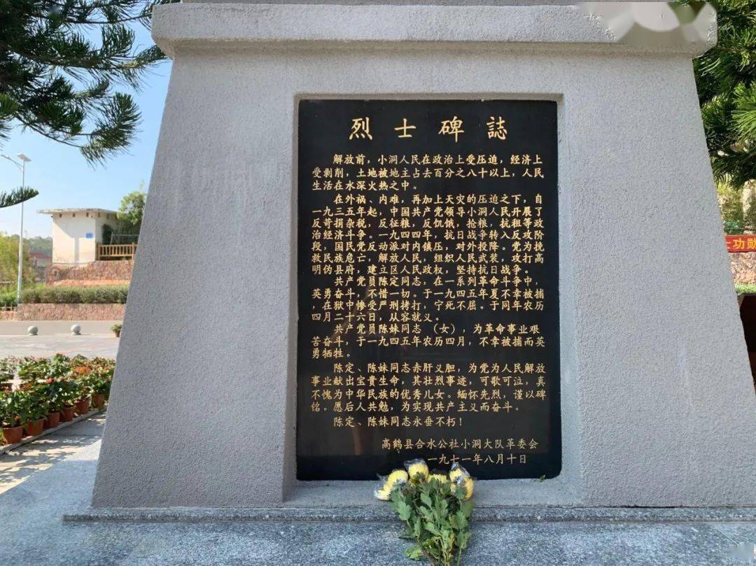 红色地标丨陈定,陈妹,高明小洞村67的骄傲…_革命_烈士纪念碑_工作