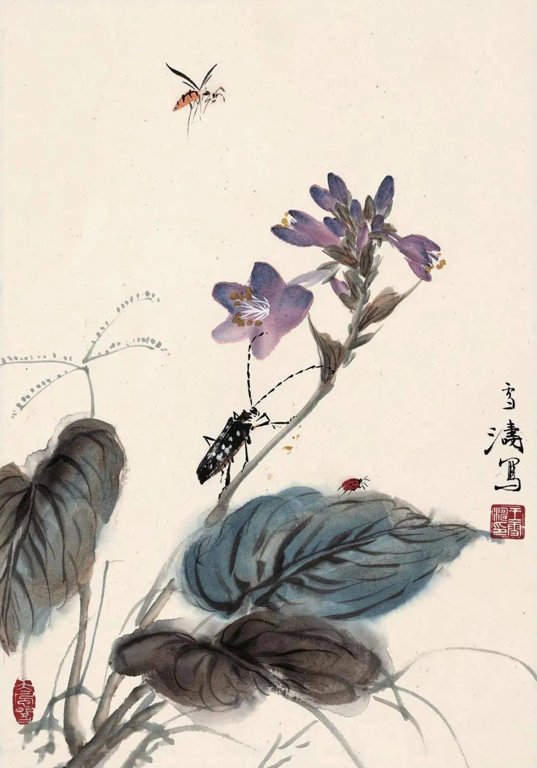 十二月令图，生意盎然_花卉_王雪涛_山茶