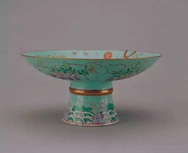 中国古美術/清時代大雅斋緑釉花鳥花卉文筆入【永慶長春】