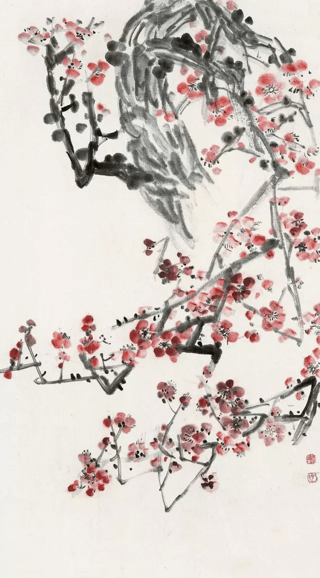 腊月,赏这腊梅图,回味无穷_国画_梅花_朱屺瞻