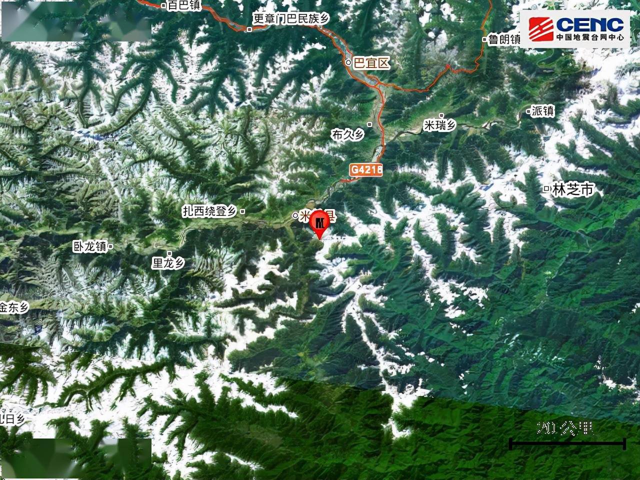 西藏林芝市米林县发生48级地震震源深度50千米