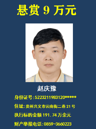 兴义这10个人你认识吗法院悬赏61万元举报其财产有奖