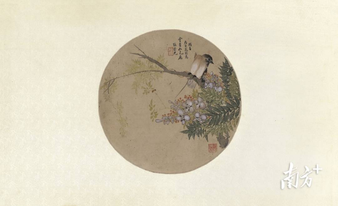 清·张崇光《春燕紫藤图》东莞的可园精美典雅,闻名岭南.