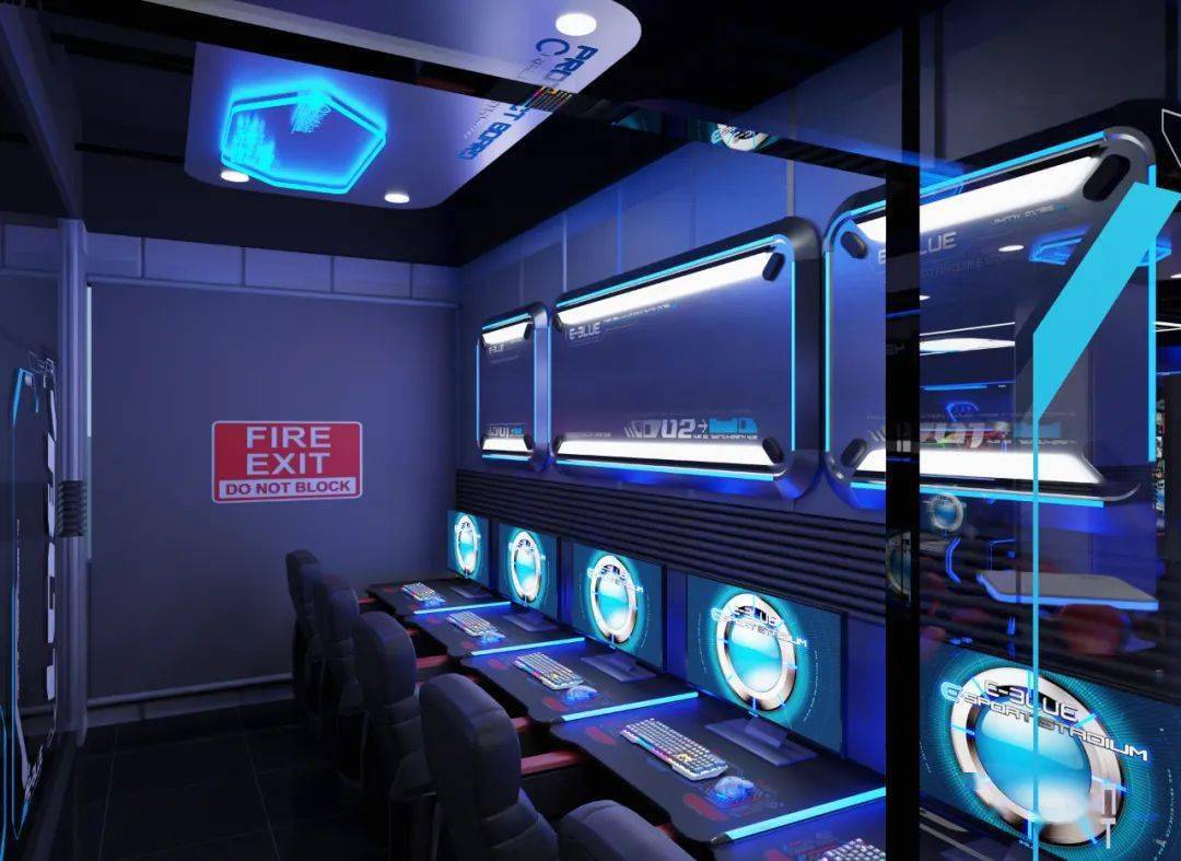 宜博电竞馆陆河岁宝店占地约600平米集五黑房对战区桌球棋牌等